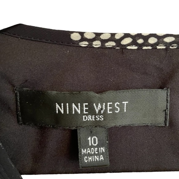 Nine West Black Graphic Print Mini Dress-Elastic Bubble Hem-Size 10 - Picture 11 of 11